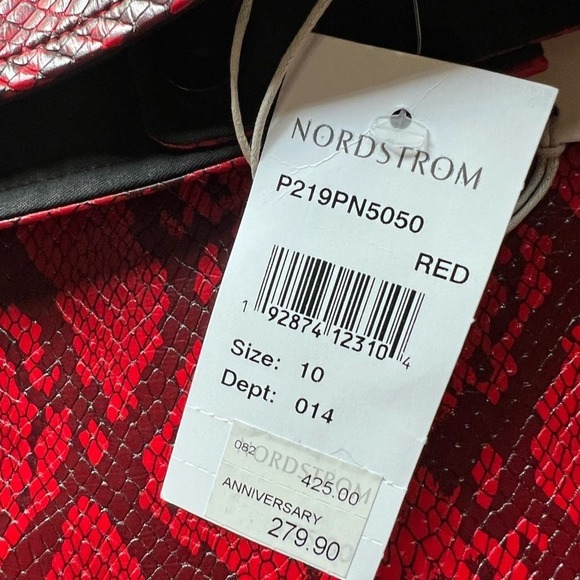 Tibi Red Faux Snakeskin Print Pencil Skirt Size 10 NWT - Picture 5 of 7